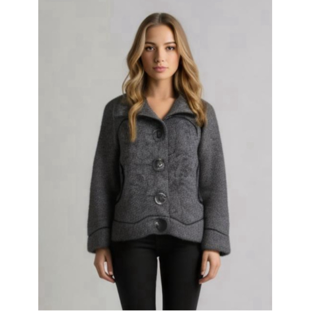 Soia & Kyo Gray Wool Blend Jacket Size S tweed big buttons